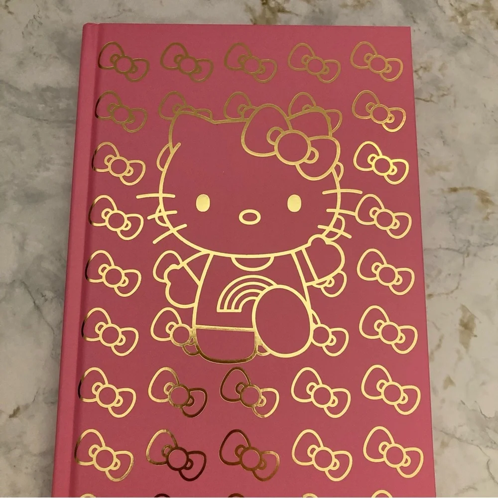 Hello Kitty Journal Gold Foil Bows Pink Hardcover Planner Notebook Stationery